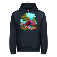 Navy Glamping Camp And Pink Tent Urban Hoodie - BundleAndBundleShop