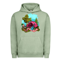 Pigment Oil Green Glamping Camp And Pink Tent Urban Hoodie - BundleAndBundleShop