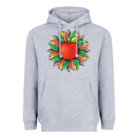 Heather Grey teacher apple and sunflower with leopard and tooled leather Heavyweight Hoodie - Artiststas
