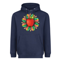 Navy teacher apple and sunflower with leopard and tooled leather Heavyweight Hoodie - Artiststas
