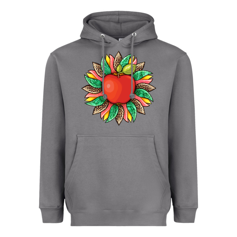 Teacher Apple And Sunflower With Leopard And Tooled Leather Heavyweight Hoodie by Artiststas | Teevron
