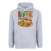 Heather Grey love pizza Heavyweight Hoodie - AdoDesignShop