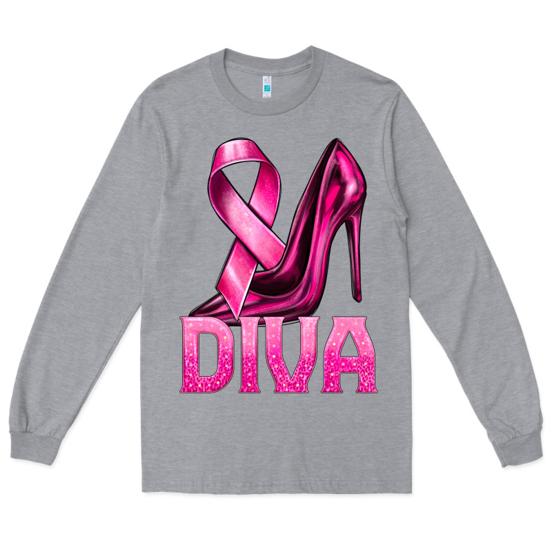 Breast Cancer Diva Ribbon And Heels Long Sleeve Tee by texasbilliewilder | Teevron
