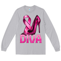 Moon Dust Breast Cancer Diva Ribbon and Heels Long Sleeve Tee - texasbilliewilder