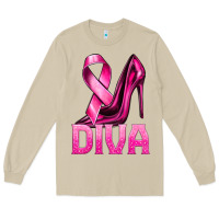 Mushroom Breast Cancer Diva Ribbon and Heels Long Sleeve Tee - texasbilliewilder