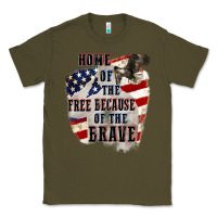 Army Green Home of the free because of the brave 4th of july Classic Tee - CowGirlArtShop
