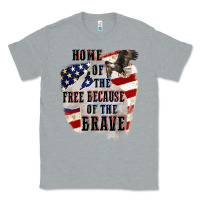 Heather Grey Home of the free because of the brave 4th of july Classic Tee - CowGirlArtShop