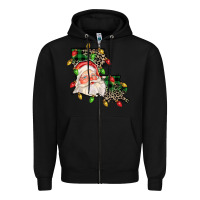 Black Louisiana map christmas santa Zipper Hoodie - FaDigitalArtStudio