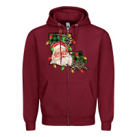 Burgundy Louisiana map christmas santa Zipper Hoodie - FaDigitalArtStudio