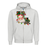 Dove Grey Louisiana map christmas santa Zipper Hoodie - FaDigitalArtStudio