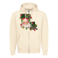 Sandshell Louisiana map christmas santa Zipper Hoodie - FaDigitalArtStudio