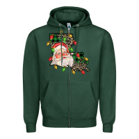 Sports Green Louisiana map christmas santa Zipper Hoodie - FaDigitalArtStudio