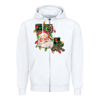 White Louisiana map christmas santa Zipper Hoodie - FaDigitalArtStudio