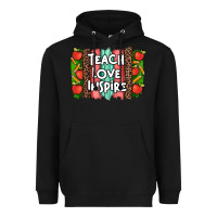 Teach Love Inspire Brushstroke With  And Pen Leopard Heavyweight Hoodie | Teevron