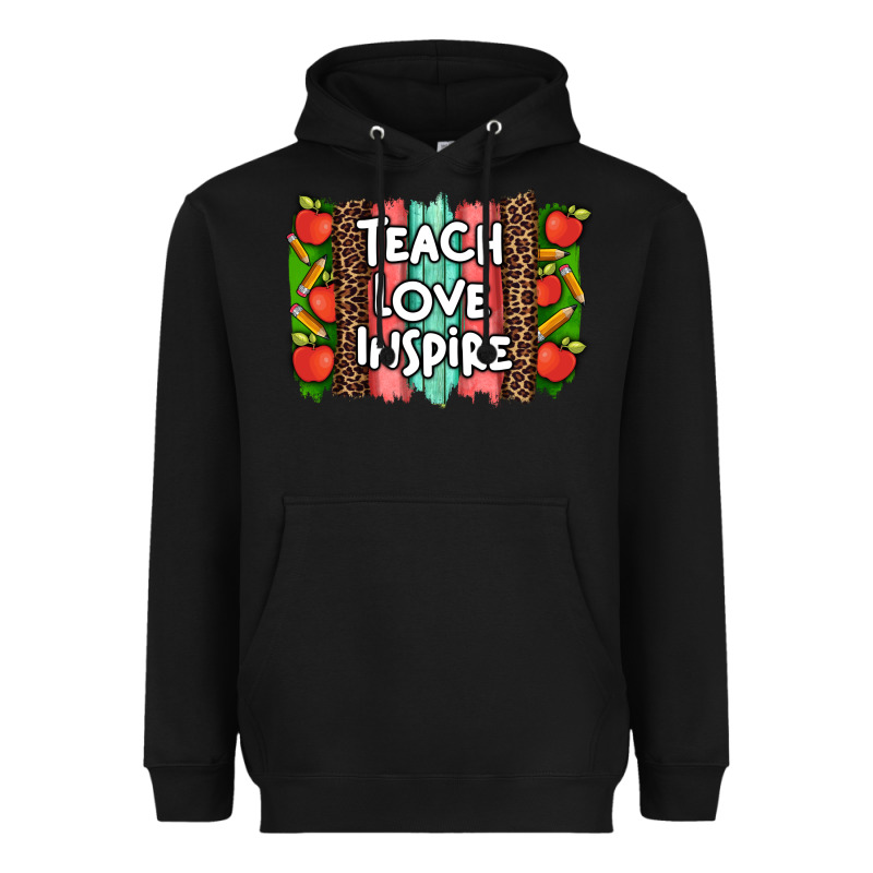Teach Love Inspire Brushstroke With  And Pen Leopard Heavyweight Hoodie by Artiststas | Teevron