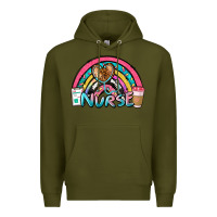 Army Green nurse rainbow Premium Hoodie - NancyCooperArtShop