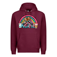 Burgundy nurse rainbow Premium Hoodie - NancyCooperArtShop
