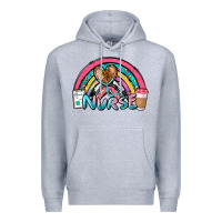 Heather Grey nurse rainbow Premium Hoodie - NancyCooperArtShop