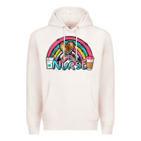 Pale Pink nurse rainbow Premium Hoodie - NancyCooperArtShop