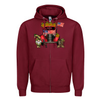 Burgundy america soldier truck Zipper Hoodie - CowhideDigitalArt
