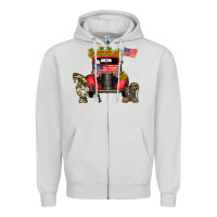 Dove Grey america soldier truck Zipper Hoodie - CowhideDigitalArt