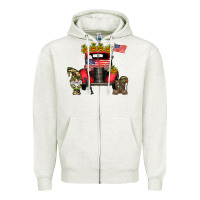 Oatmeal Heather america soldier truck Zipper Hoodie - CowhideDigitalArt