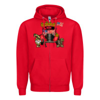 Red america soldier truck Zipper Hoodie - CowhideDigitalArt