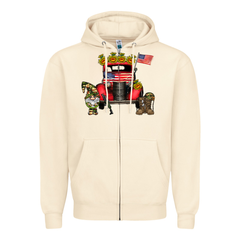 America Soldier Truck Zipper Hoodie by CowhideDigitalArt | Teevron