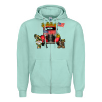 Seafoam america soldier truck Zipper Hoodie - CowhideDigitalArt