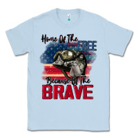 Dusty Blue Home of the free because of the brave 4th of july Classic Tee - CowGirlArtShop
