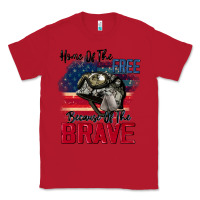 Red Home of the free because of the brave 4th of july Classic Tee - CowGirlArtShop