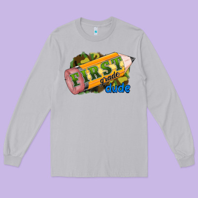 First Grade Dude Long Sleeve Tee Designed By Ranaportraitstore