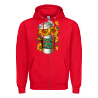 Red Mama Needs Coffee Cup Zipper Hoodie - FaDigitalArtStudio