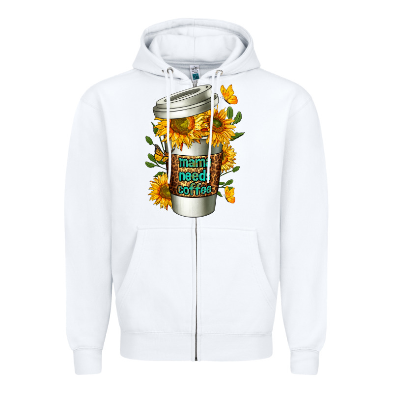 Mama Needs Coffee Cup Zipper Hoodie by FaDigitalArtStudio | Teevron