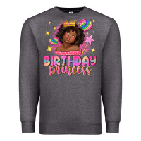 Charcoal Heather birthday princess with afro girl Premium Sweatshirt - NancyCooperArtShop
