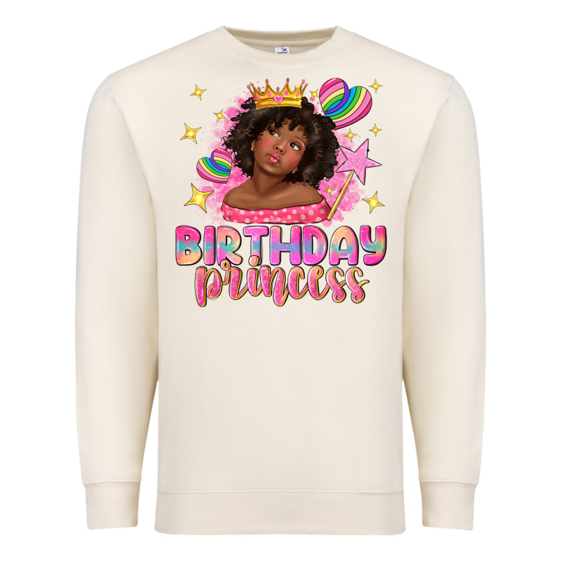 Birthday Princess With Afro Girl Premium Sweatshirt by NancyCooperArtShop | Teevron