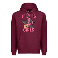 Burgundy lets go girls cowgirl boots star Premium Hoodie - MaliasSmallBusiness