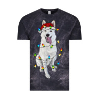 Cloud Black Christmas White Shepherd With Christmas Lights Vintage Tee - RanaPortraitStore