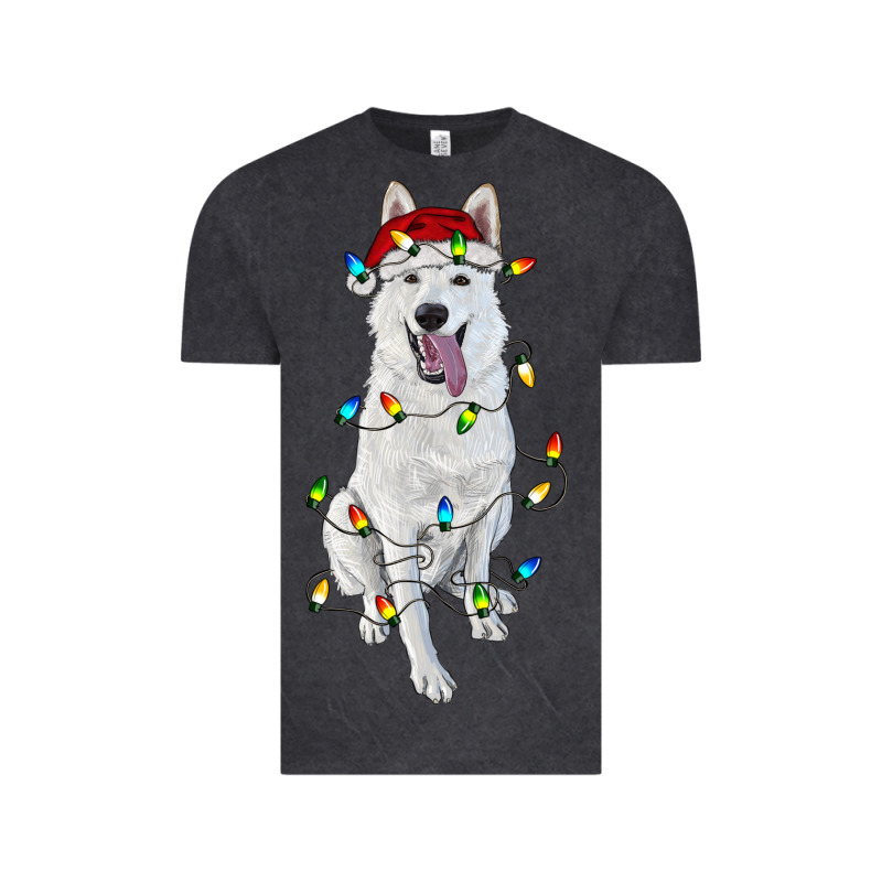 Christmas White Shepherd With Christmas Lights Vintage Tee by RanaPortraitStore | Teevron