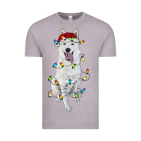 Vintage Zinc Christmas White Shepherd With Christmas Lights Vintage Tee - RanaPortraitStore