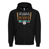 Black baseball mama mama mama Zipper Hoodie - CowhideDigitalArt