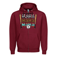 Burgundy baseball mama mama mama Zipper Hoodie - CowhideDigitalArt
