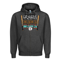 Charcoal Heather baseball mama mama mama Zipper Hoodie - CowhideDigitalArt