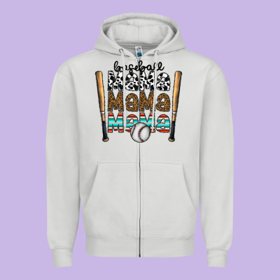 Baseball Mama Mama Mama Zipper Hoodie Designed By Cowhidedigitalart