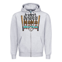 Heather Grey baseball mama mama mama Zipper Hoodie - CowhideDigitalArt