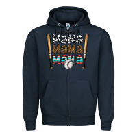 Navy baseball mama mama mama Zipper Hoodie - CowhideDigitalArt