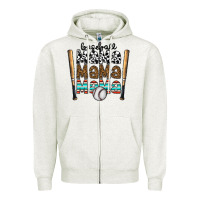 Oatmeal Heather baseball mama mama mama Zipper Hoodie - CowhideDigitalArt
