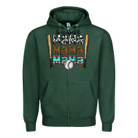 Sports Green baseball mama mama mama Zipper Hoodie - CowhideDigitalArt