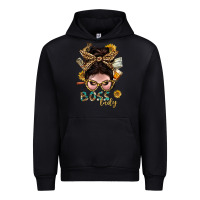 Black Western Messy Bun Boss Lady With Money Urban Hoodie - BundleAndBundleShop