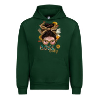 Forest Green Western Messy Bun Boss Lady With Money Urban Hoodie - BundleAndBundleShop